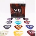 VG plectrum set 12 Celluloid plectrums - diktes thin 0.46 medium 0.71 en thick 0.96 mm