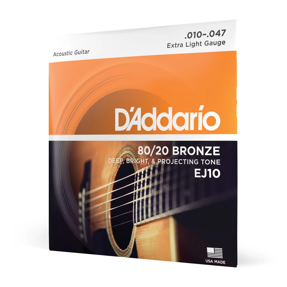 D'Addario EJ10 Bronze Acoustic Guitar Strings, Extra Light, 10-47