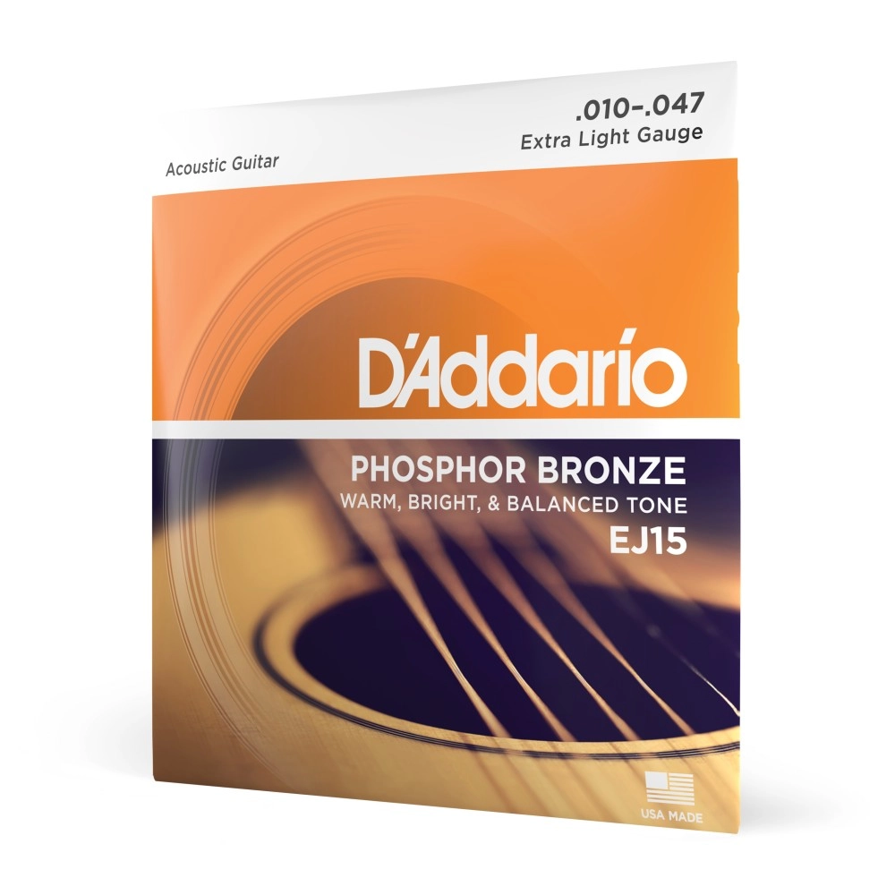 D Addario EJ15 Phosphor Bronze Acoustic Guitar Strings, Extra Light, 10-47