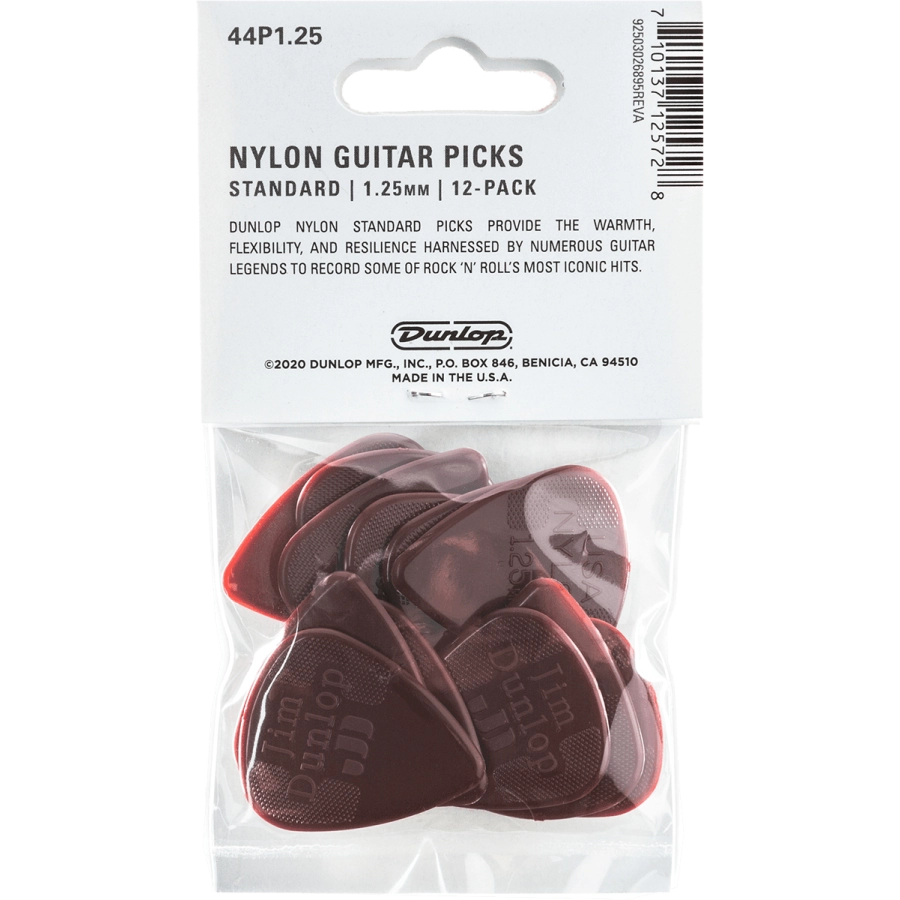 Dunlop plectrums nylon standard 1,25 mm, player's pack de 12