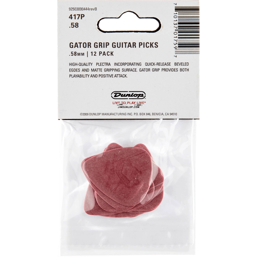 Dunlop plectrums gator grip 0,58mm zakje met 12 plectra