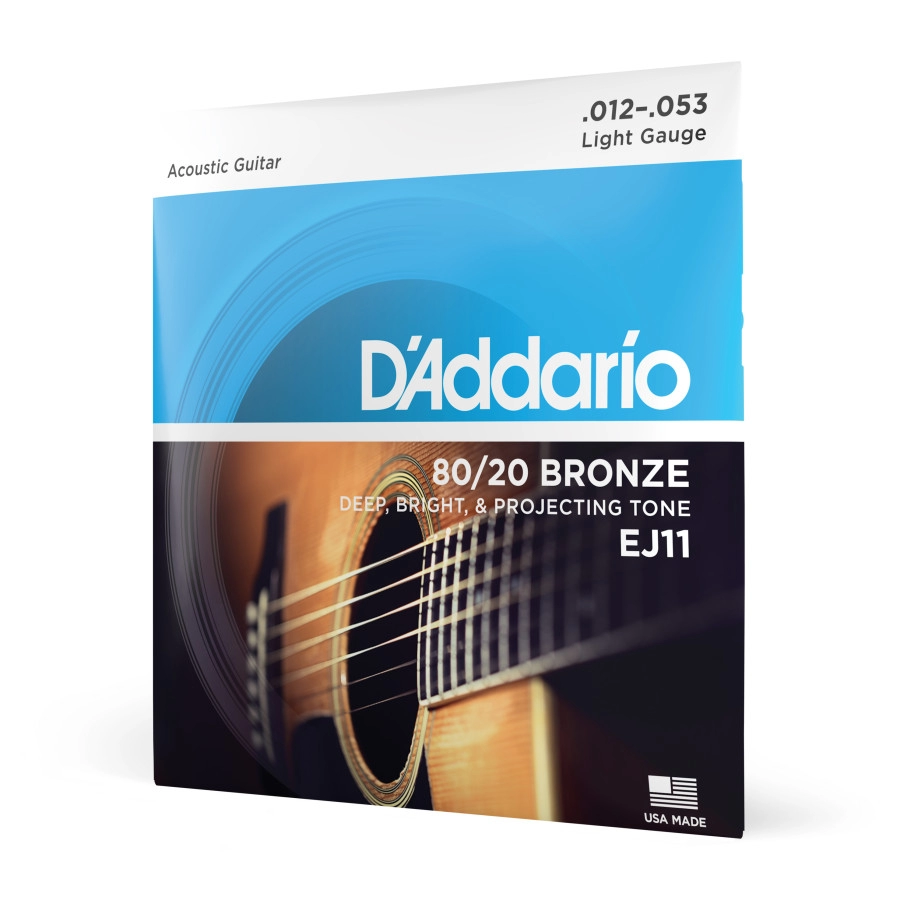 D'Addario EJ11 80/20 Bronze Acoustic Guitar Strings, Light, 12-53