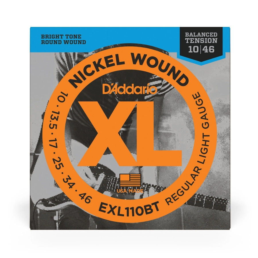 D'Addario EXL110BT Nickel Wound Electric Guitar Strings, Balanced Tension Regular Light, 10-46